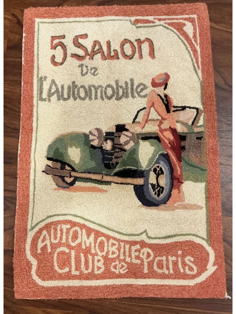 Vintage 5 Salon de L'Automobile Hand Hooked Car Rug